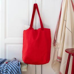 Two-tone cotton tote bag - Red