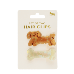 Hair clips (set of 2) - Dog and bone