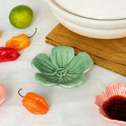 Ceramic flower dish 11cm - Green