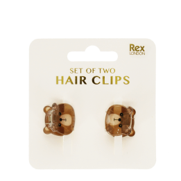 Mini hair claw clips (set of 2) - Brown bears