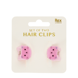 Mini hair claw clips (set of 2) - Pink cats