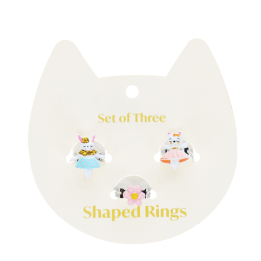 Cute rings (set of 3) - Bunny, cat and flower