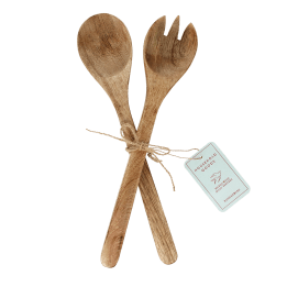 Mango wood salad server set