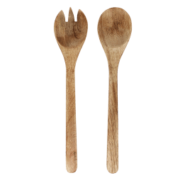 Mango wood salad server set