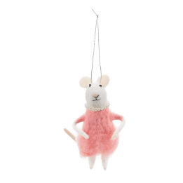 Felt mouse hanging decoration - Pink dress