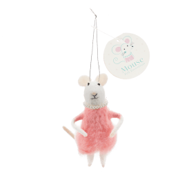 Felt mouse hanging decoration - Pink dress