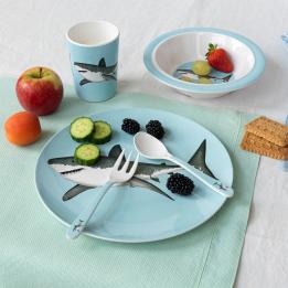 Children's melamine dinner set (5 pieces) - Sharks