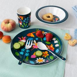 Children's melamine dinner set (5 pieces) - Fairies in the garden