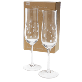 Etched star champagne glasses (set of 2) - Clear