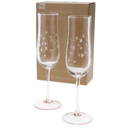 Etched star champagne glasses (set of 2) - Pink