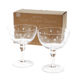 Etched star coupe glasses (set of 2) - Clear