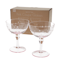 Etched star coupe glasses (set of 2) - Pink