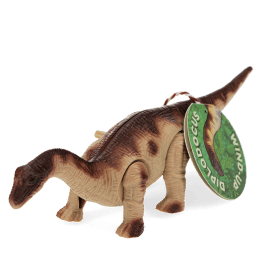 Brontosaurus wind up toy in brown and beige with tag