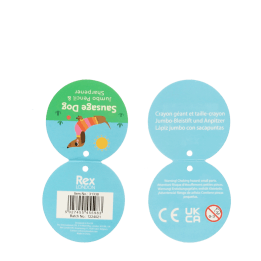 sausage dog pencil tag safety warning in multilingual