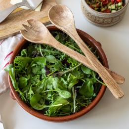 Mango wood salad server set