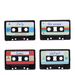 Mini music media magnets (set of 4) - Cassette