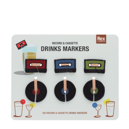 Music media drinks markers (set of 6) - Record and cassette