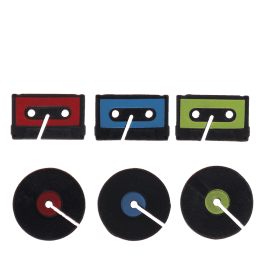 Music media drinks markers (set of 6) - Record and cassette