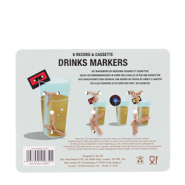 Music media drinks markers (set of 6) - Record and cassette