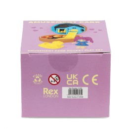 base of Amusement park play set box showing safety sign