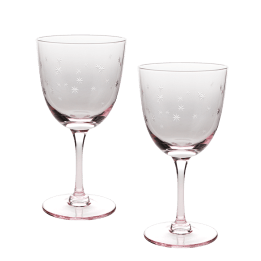 Etched star wine glasses (set of 2) - Pink