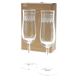 Vintage etched champagne glasses 200ml (set of 2) - Clear