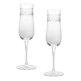 Vintage etched champagne glasses (set of 2) - Clear
