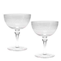 Vintage etched coupe glasses (set of 2) - Clear