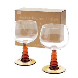 Retro roemer glasses 350ml (set of 2) - Amber