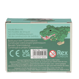 Back of the model kit packaging, showing multilingual product descriptions and safety warnings