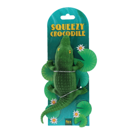 Green squeezy crocodile in a packaging