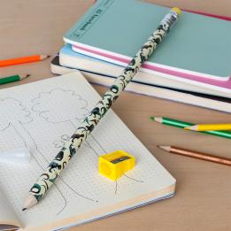 dinosaur printed pencil with yellow sharpener 