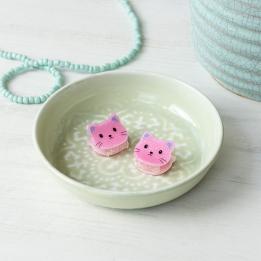 Mini hair claw clips (set of 2) - Pink cats