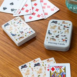dogs printed playing with metal tin box