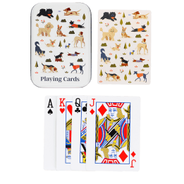 dogs printed playing with metal tin box