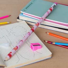 Unicorn printed pencil with pink sharpener