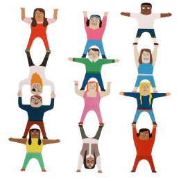 stacked 12 wooden characters
