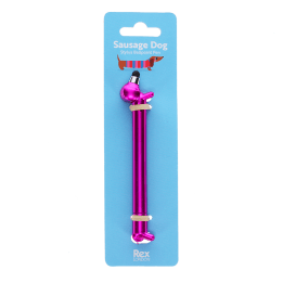 sausage dog stylus ballpoint pen in pink with packaging