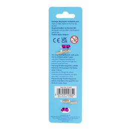 back of sausage dog stylus ballpoint pen packaging with safety warning