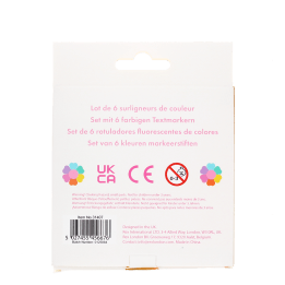 highlighter packaging showing safety warning in multilingual