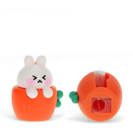rabbit shaped pencil sharpener out of the box with showing the base