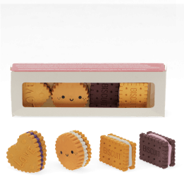 biscuit-shaped erasers with the box 