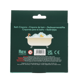 Back of bath crayons package with multilingual safety warnings 