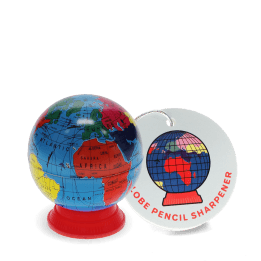 globe pencil sharpener with tag