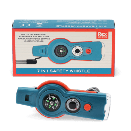 7-in-1 safety whistle with packaging box 