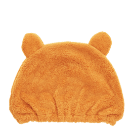 Baby bath hat in soft orange fabric