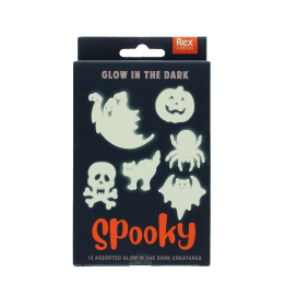 Package of glow-in-the-dark spooky in assorted shapes
