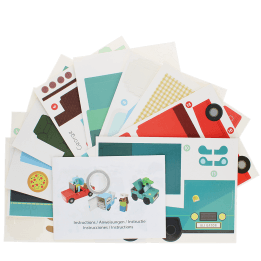 Colourful cut-out paper sheets with an instruction booklet
