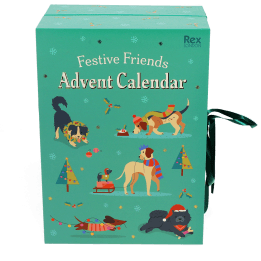 Festive Friends Advent Calendar box featuring illustrations of dogs