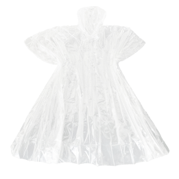 Transparent, hooded rain poncho 